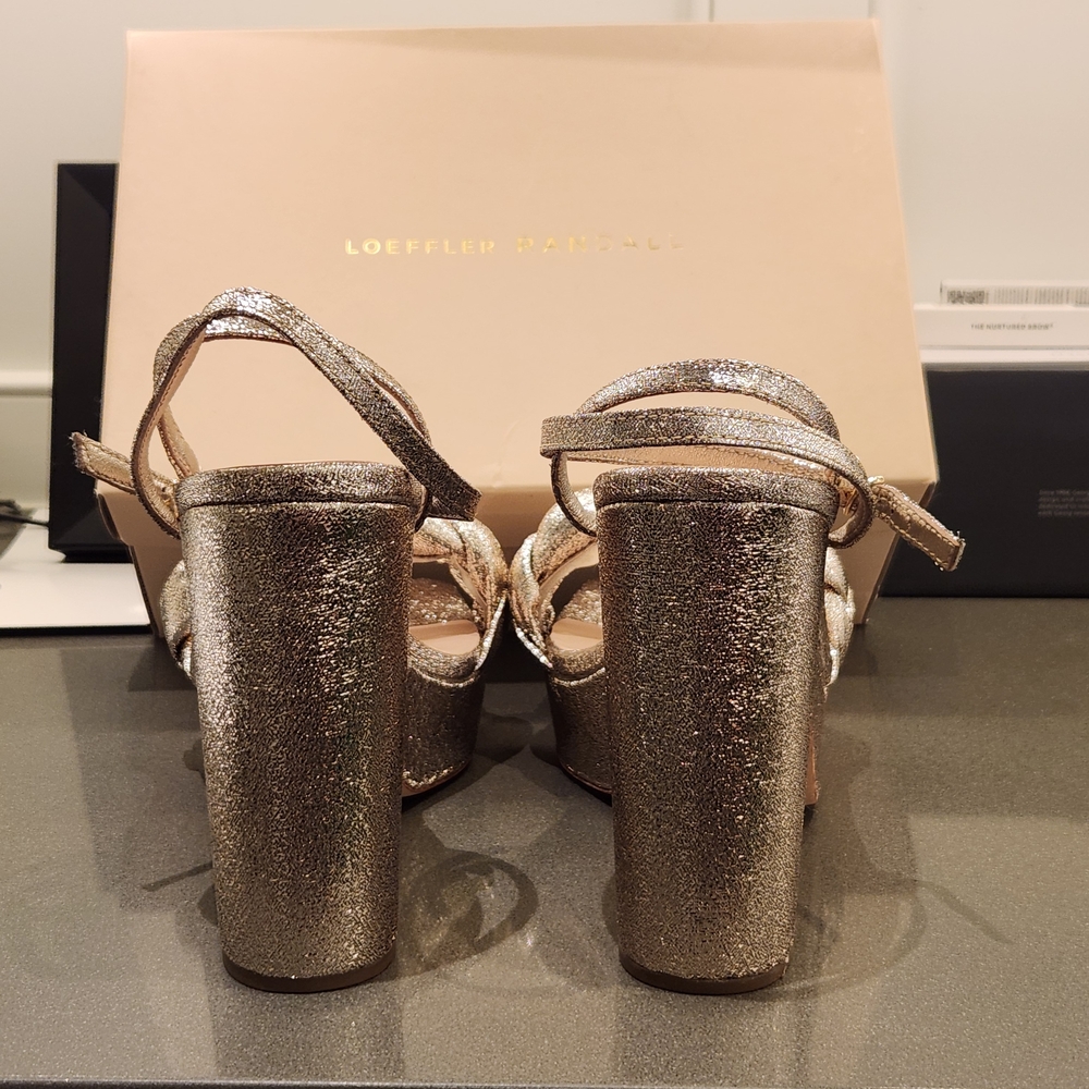 Loeffler Randall Fae Metallic Braided-Strap Platform Sandals - Picture 5 of 8